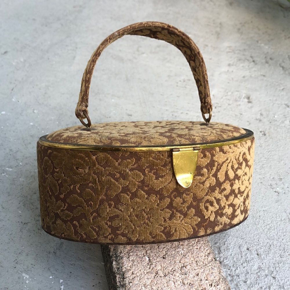 bienen-davis cut velvet oval box bag